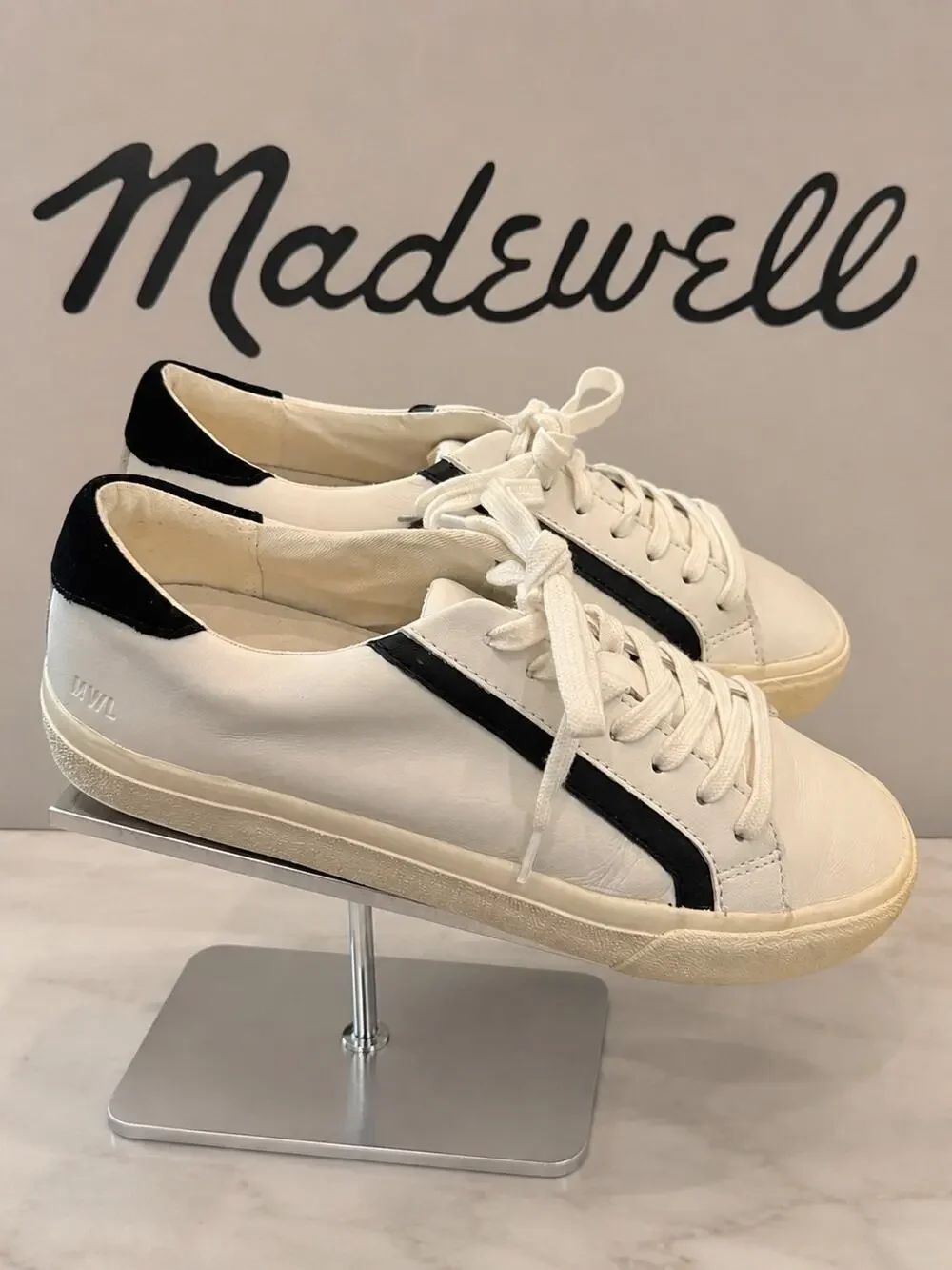 Madewell Sidewalk Low Leather Sneakers White Black Women’s 8.5 Men’s 7
